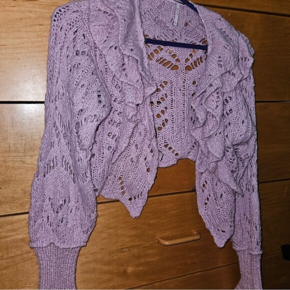 Free People Avery Cardi in Orchid Dust Lavender - Picture 9 of 10